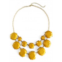 Mustard Yellow Marble Stone Bauble Box Necklace